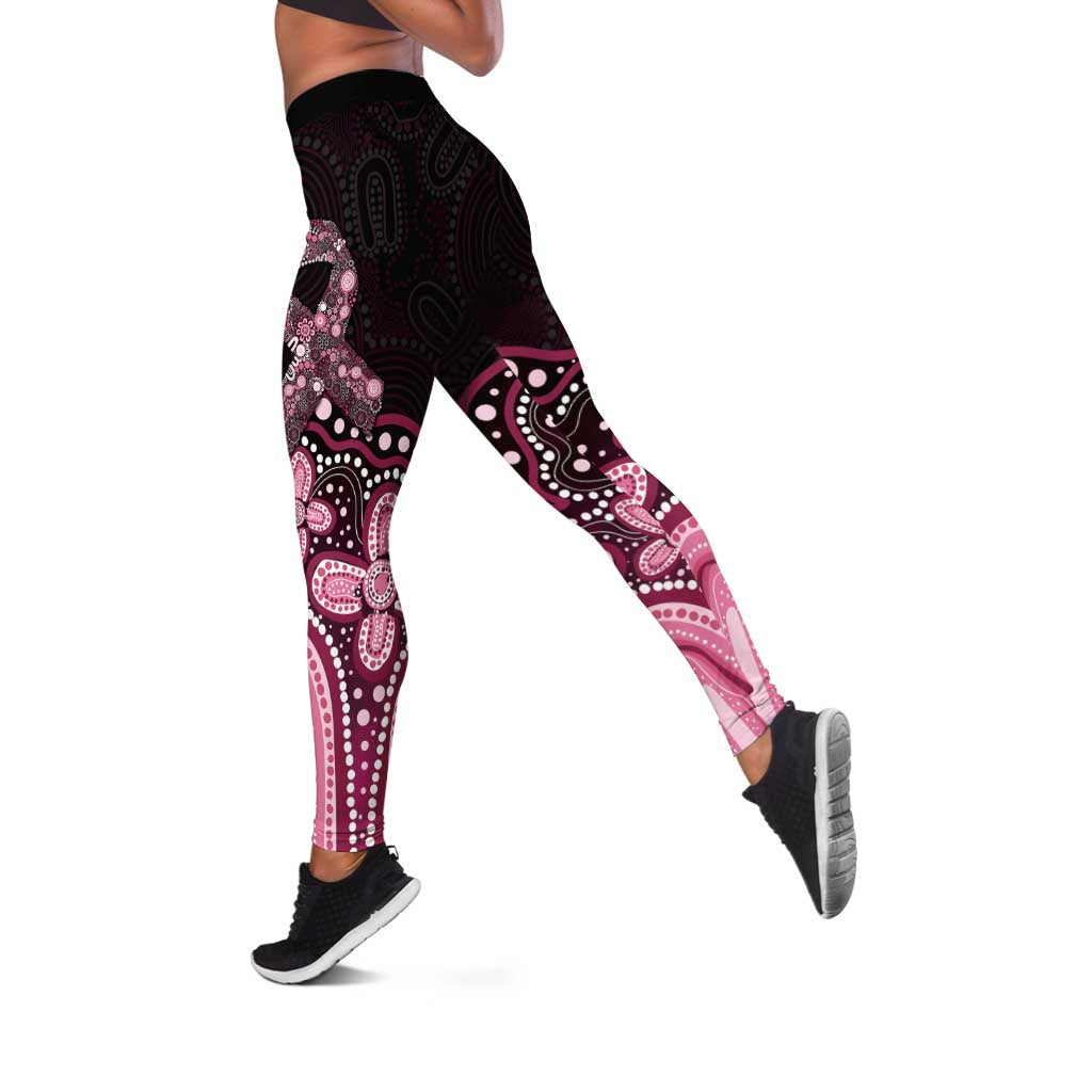 Australia Indigenous Leggings Aboriginal Pink Ribbon Art - Aussie Hoodie