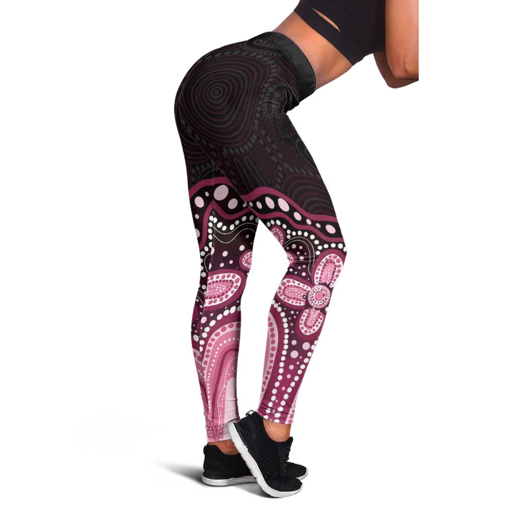Australia Indigenous Leggings Aboriginal Pink Ribbon Art - Aussie Hoodie