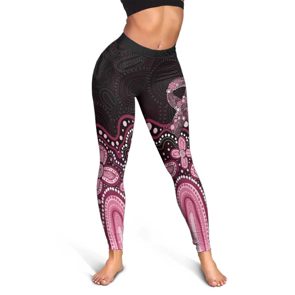 Australia Indigenous Leggings Aboriginal Pink Ribbon Art - Aussie Hoodie