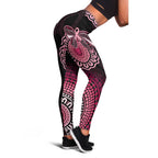 Australia Indigenous Leggings Breast Cancer Ribbon Aboriginal Art - Black