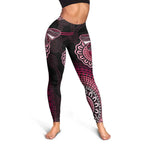 Australia Indigenous Leggings Breast Cancer Ribbon Aboriginal Art - Black