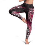 Australia Indigenous Leggings Breast Cancer Ribbon Aboriginal Art - Black