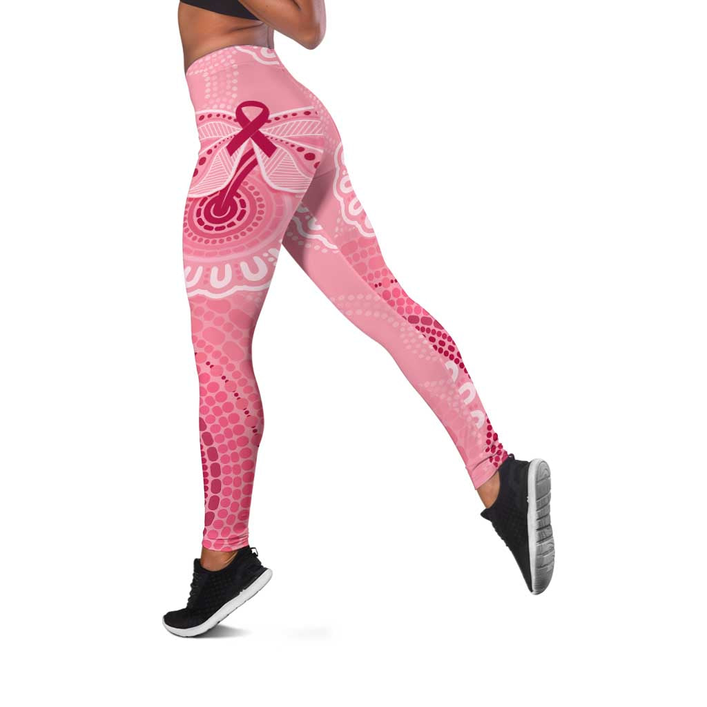 Australia Indigenous Leggings Breast Cancer Ribbon Aboriginal Art - Pink