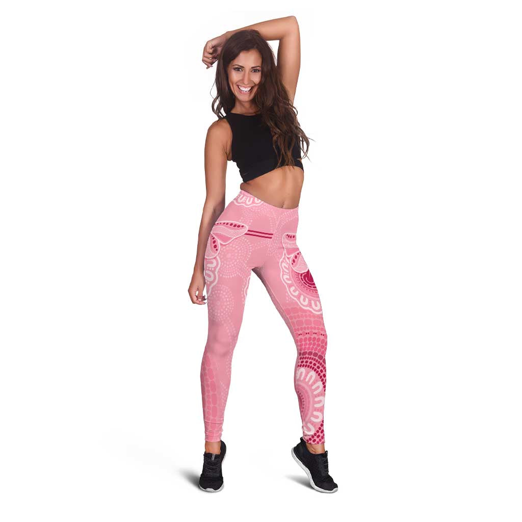Australia Indigenous Leggings Breast Cancer Ribbon Aboriginal Art - Pink