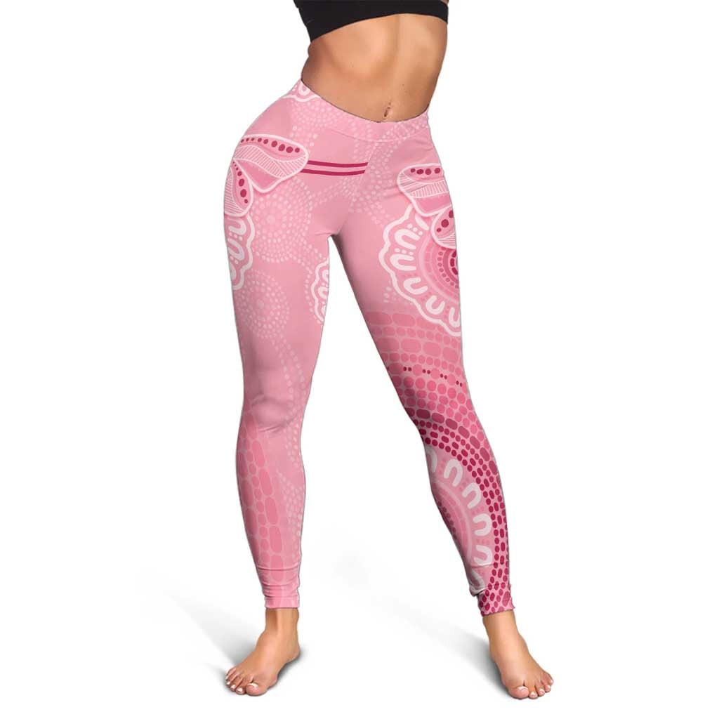 Australia Indigenous Leggings Breast Cancer Ribbon Aboriginal Art - Pink