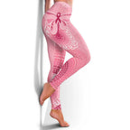Australia Indigenous Leggings Breast Cancer Ribbon Aboriginal Art - Pink