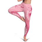 Australia Indigenous Leggings Breast Cancer Ribbon Aboriginal Art - Pink