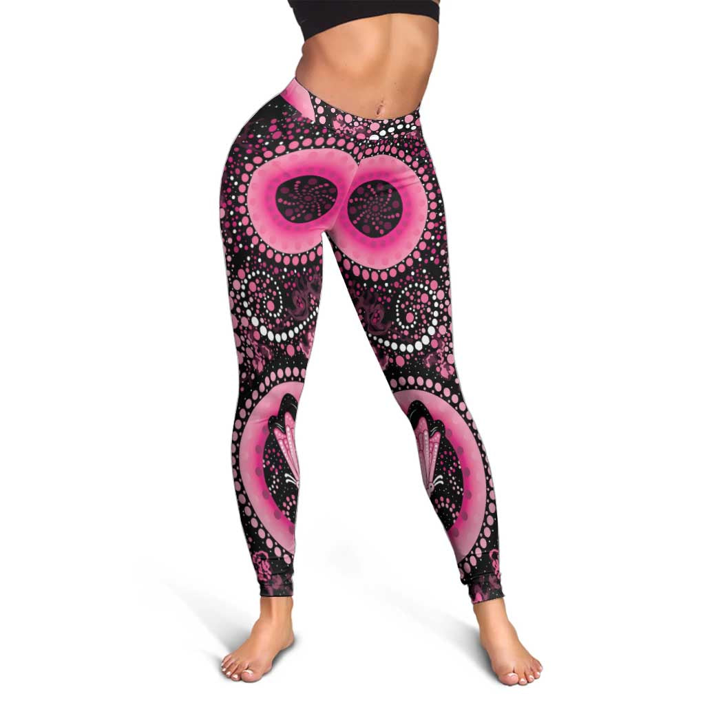Australia Indigenous Leggings Breast Cancer Think Pink Ribbon Black Version - Aussie Hoodie