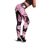 Australia Indigenous Leggings Pink Ribbon Breast Cancer Butterfly Aboriginal Black - Aussie Hoodie