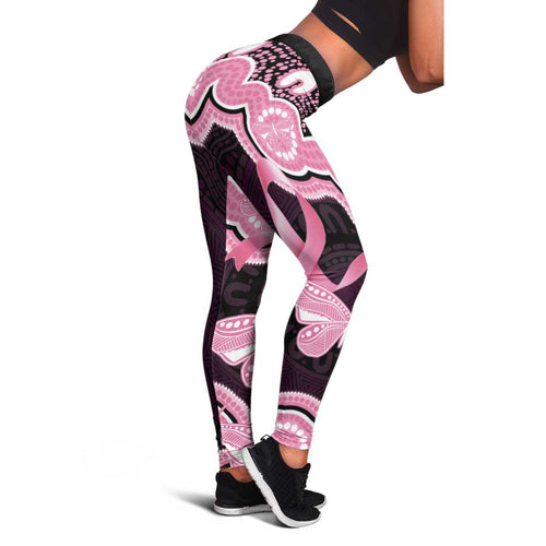 Australia Indigenous Leggings Pink Ribbon Breast Cancer Butterfly Aboriginal Black - Aussie Hoodie