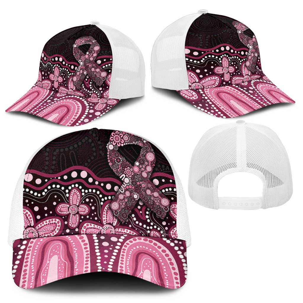 Australia Indigenous Mesh Trucker Cap Aboriginal Pink Ribbon Art - Aussie Hoodie