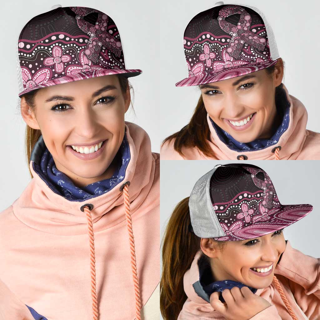 Australia Indigenous Mesh Trucker Cap Aboriginal Pink Ribbon Art - Aussie Hoodie