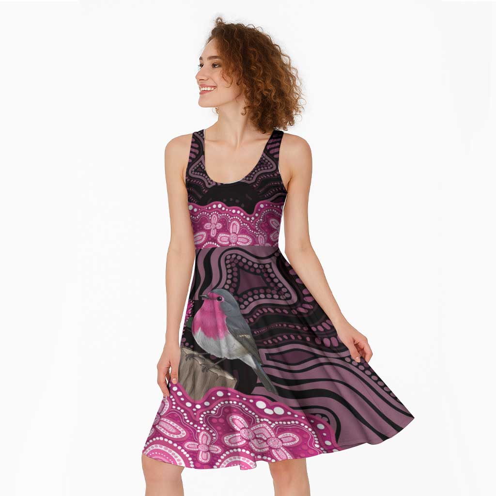 Australia Indigenous Midi Dress Breast Cancer Pink Robin Bottlebrush Aboriginal Art - Aussie Hoodie
