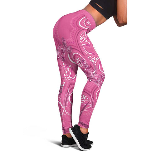 Australia Indigenous Pink Month Leggings Breast Cancer Aboriginal Dragonflies Ribbon - Aussie Hoodie