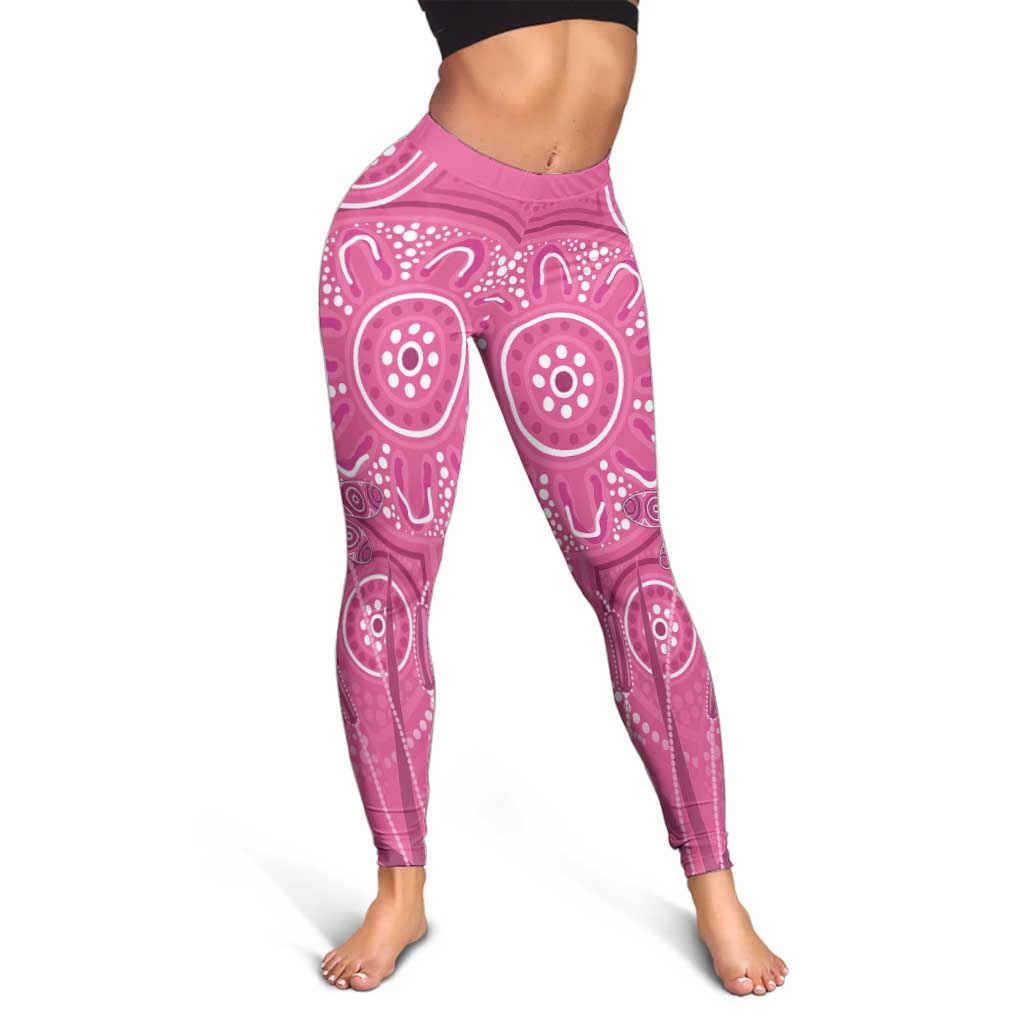 Australia Indigenous Pink Month Leggings Breast Cancer Aboriginal Dragonflies Ribbon - Aussie Hoodie