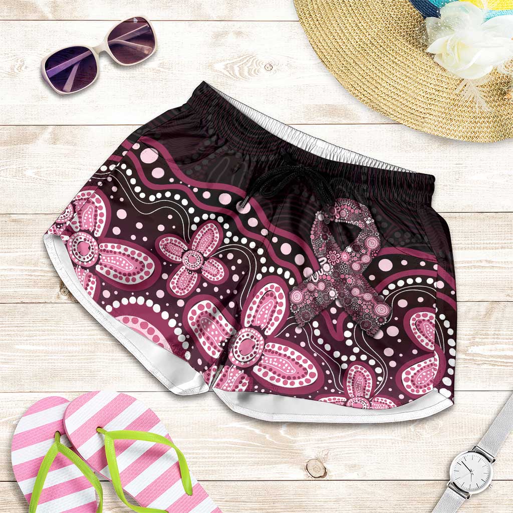 Australia Indigenous Shorts for Women Aboriginal Pink Ribbon Art - Aussie Hoodie
