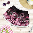 Australia Indigenous Shorts for Women Aboriginal Pink Ribbon Art - Aussie Hoodie