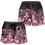 Australia Indigenous Shorts for Women Aboriginal Pink Ribbon Art - Aussie Hoodie