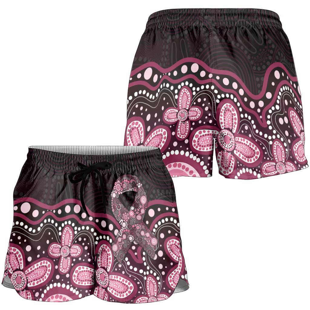 Australia Indigenous Shorts for Women Aboriginal Pink Ribbon Art - Aussie Hoodie