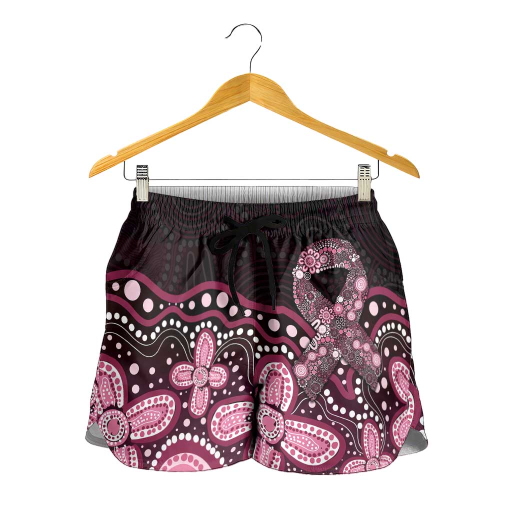 Australia Indigenous Shorts for Women Aboriginal Pink Ribbon Art - Aussie Hoodie