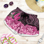 Australia Indigenous Shorts for Women Breast Cancer Pink Robin Bottlebrush Aboriginal Art - Aussie Hoodie