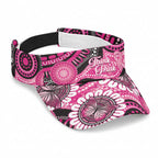 Australia Indigenous Sun Visor Cap Breast Cancer Ribbon Think Pink - Black Version