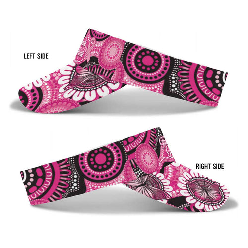 Australia Indigenous Sun Visor Cap Breast Cancer Ribbon Think Pink - Black Version