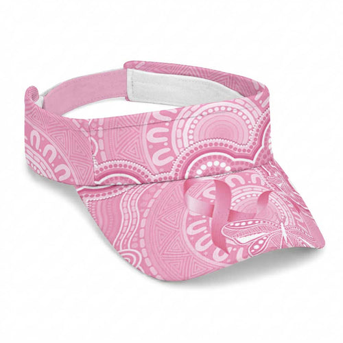 Australia Indigenous Sun Visor Cap Pink Ribbon Breast Cancer Butterfly Aboriginal