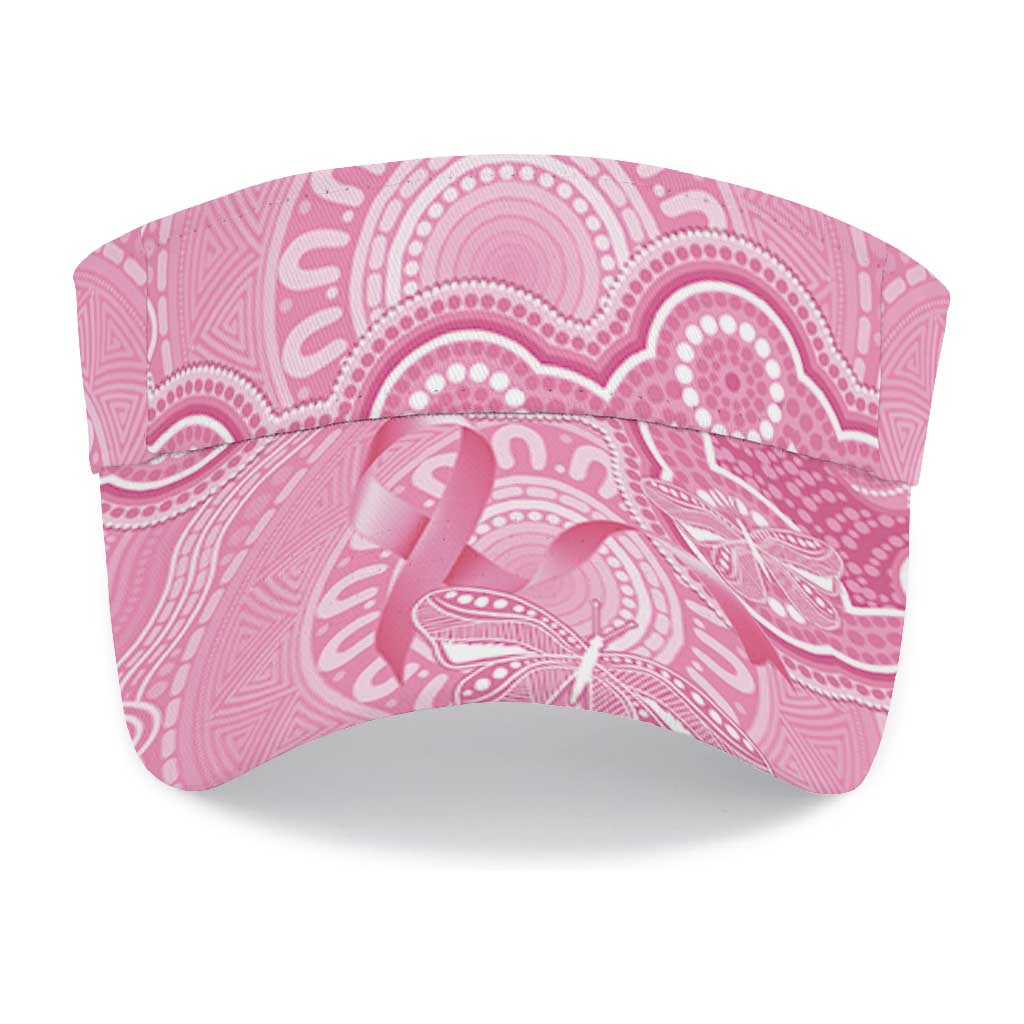 Australia Indigenous Sun Visor Cap Pink Ribbon Breast Cancer Butterfly Aboriginal