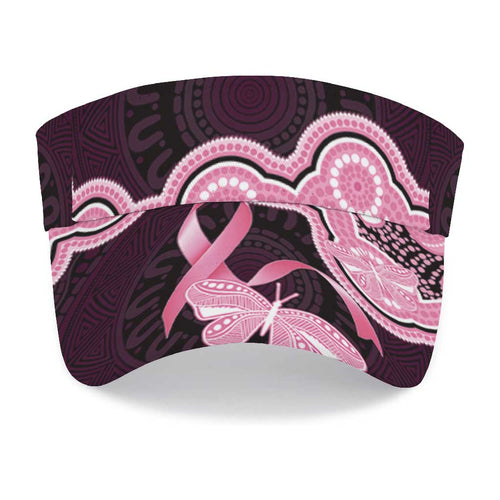 Australia Indigenous Sun Visor Cap Pink Ribbon Breast Cancer Butterfly Aboriginal Black