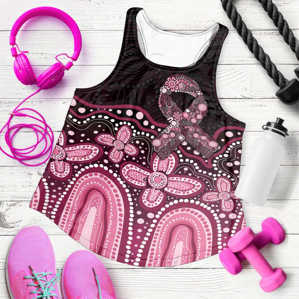 Australia Indigenous Women Racerback Tank Aboriginal Pink Ribbon Art - Aussie Hoodie