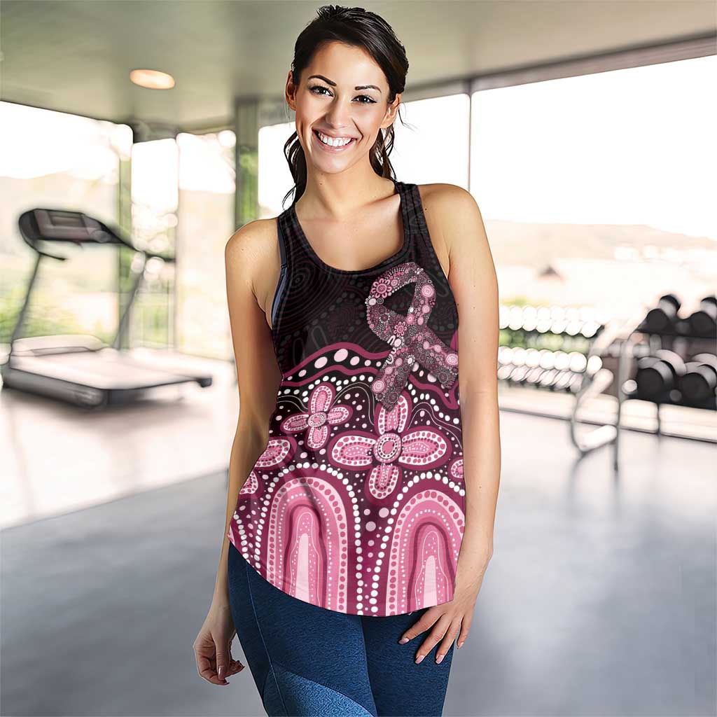 Australia Indigenous Women Racerback Tank Aboriginal Pink Ribbon Art - Aussie Hoodie