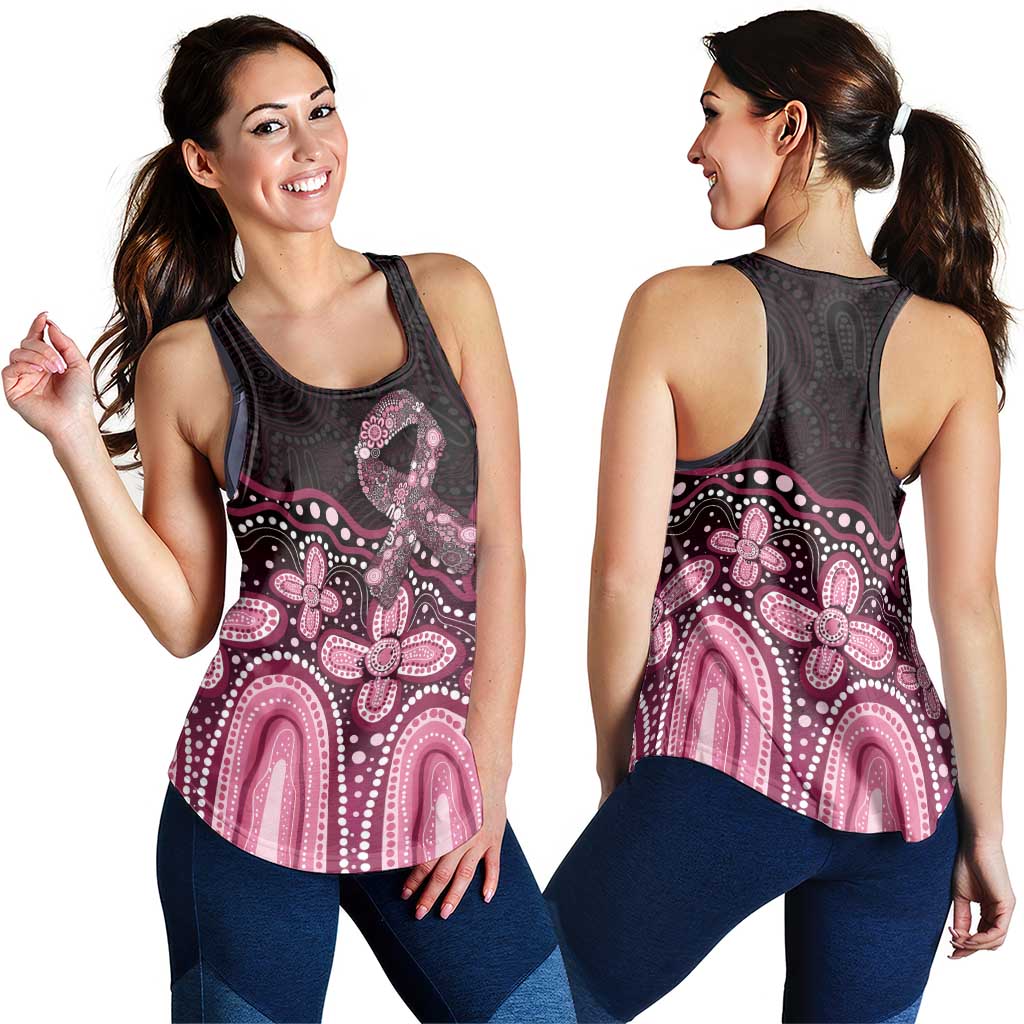 Australia Indigenous Women Racerback Tank Aboriginal Pink Ribbon Art - Aussie Hoodie