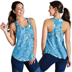 Australia Indigenous Women Racerback Tank Blue Ribbon Lizards Autism Awareness - Aussie Hoodie