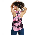 Australia Indigenous Women Racerback Tank Pink Ribbon Breast Cancer Butterfly Aboriginal Black - Aussie Hoodie