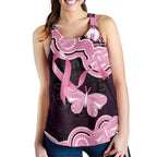 Australia Indigenous Women Racerback Tank Pink Ribbon Breast Cancer Butterfly Aboriginal Black - Aussie Hoodie