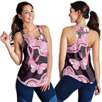 Australia Indigenous Women Racerback Tank Pink Ribbon Breast Cancer Butterfly Aboriginal Black - Aussie Hoodie