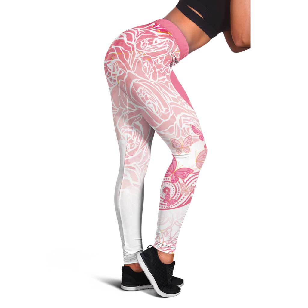 Australia Leggings Breast Cancer Pink Ribbon - Marble Roses - Aussie Hoodie