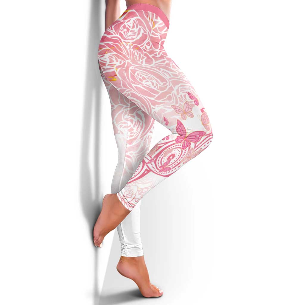 Australia Leggings Breast Cancer Pink Ribbon - Marble Roses - Aussie Hoodie