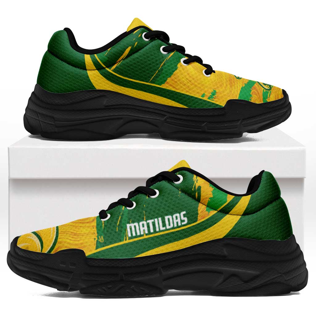 Australia Matildas Soccer Chunky Sneakers Go Aussie Kangaroo Marble Curve Stylized - Aussie Hoodie