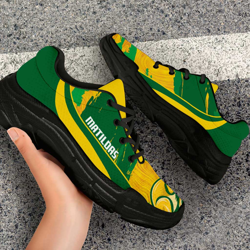 Australia Matildas Soccer Chunky Sneakers Go Aussie Kangaroo Marble Curve Stylized - Aussie Hoodie