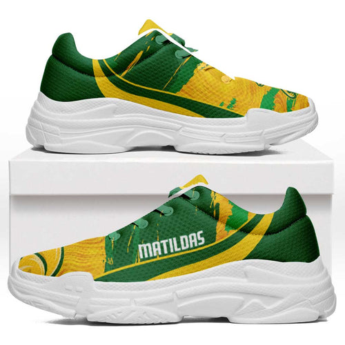 Australia Matildas Soccer Chunky Sneakers Go Aussie Kangaroo Marble Curve Stylized - Aussie Hoodie