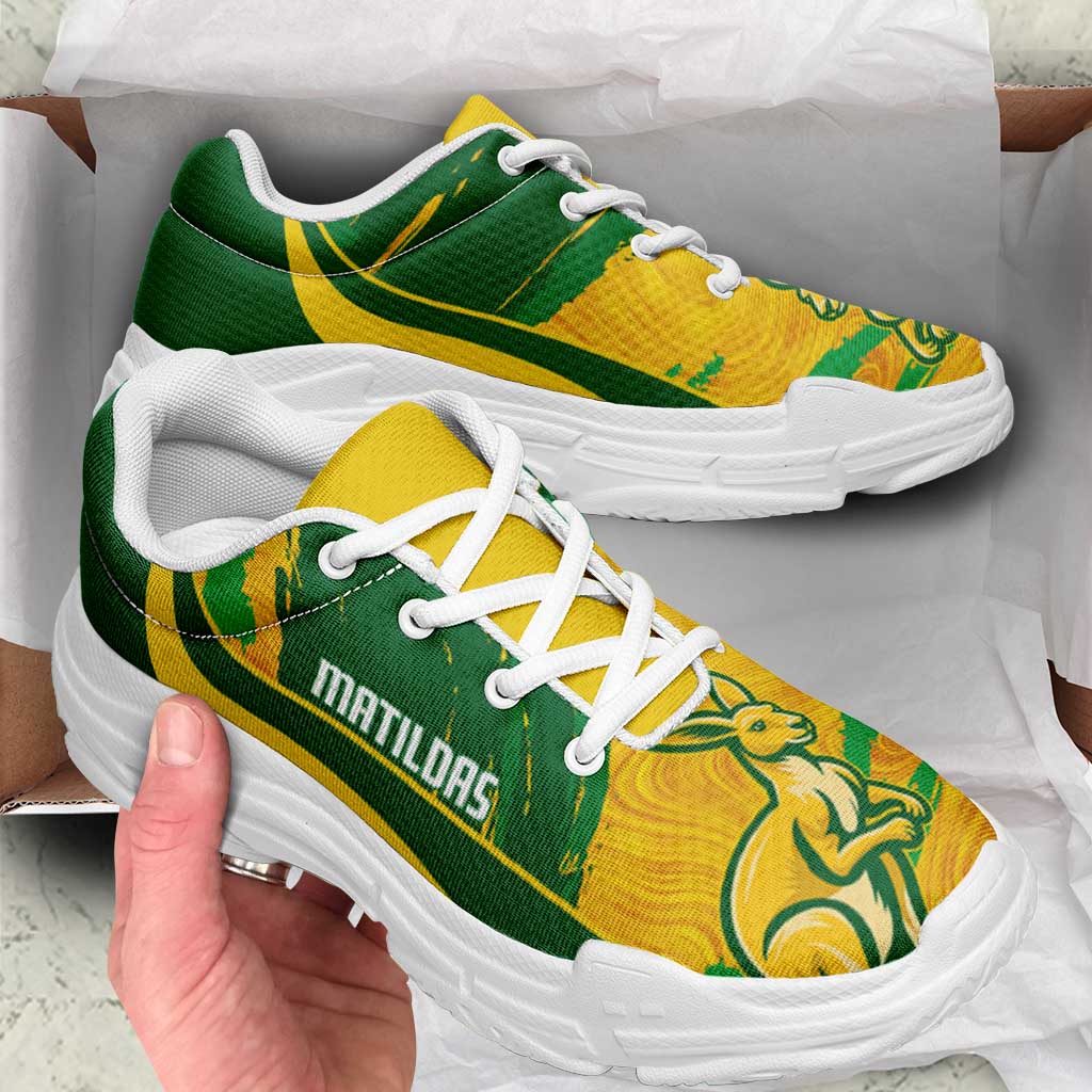 Australia Matildas Soccer Chunky Sneakers Go Aussie Kangaroo Marble Curve Stylized - Aussie Hoodie
