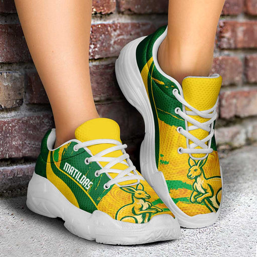 Australia Matildas Soccer Chunky Sneakers Go Aussie Kangaroo Marble Curve Stylized - Aussie Hoodie