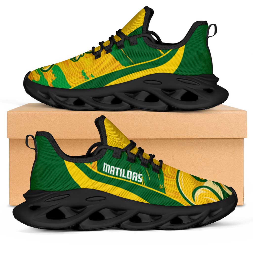 Australia Matildas Soccer Clunky Sneakers Go Aussie Kangaroo Marble Curve Stylized - Aussie Hoodie