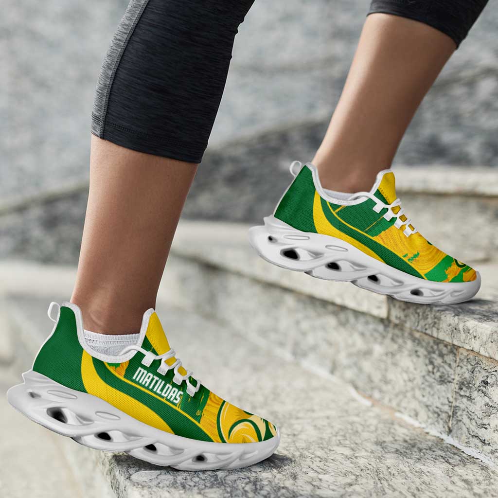 Australia Matildas Soccer Clunky Sneakers Go Aussie Kangaroo Marble Curve Stylized - Aussie Hoodie