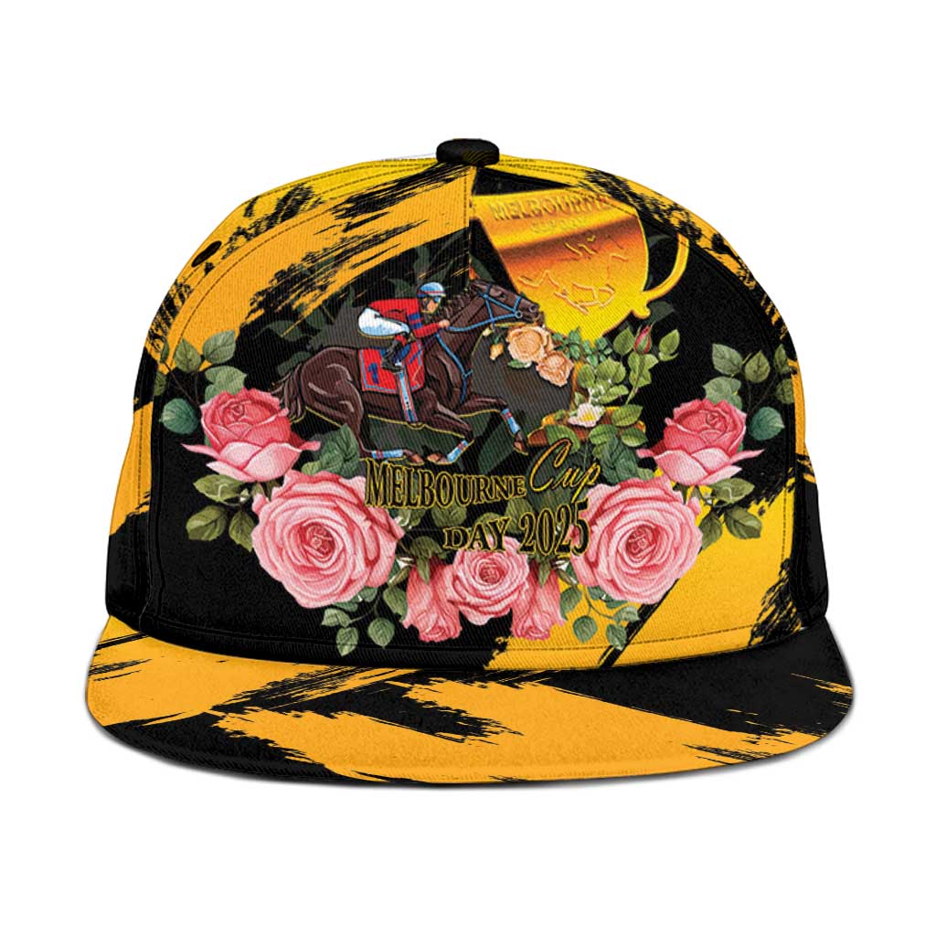 Australia Melbourne Cup Day Snapback Cap Horse Racing Trophy With Roses - Aussie Hoodie