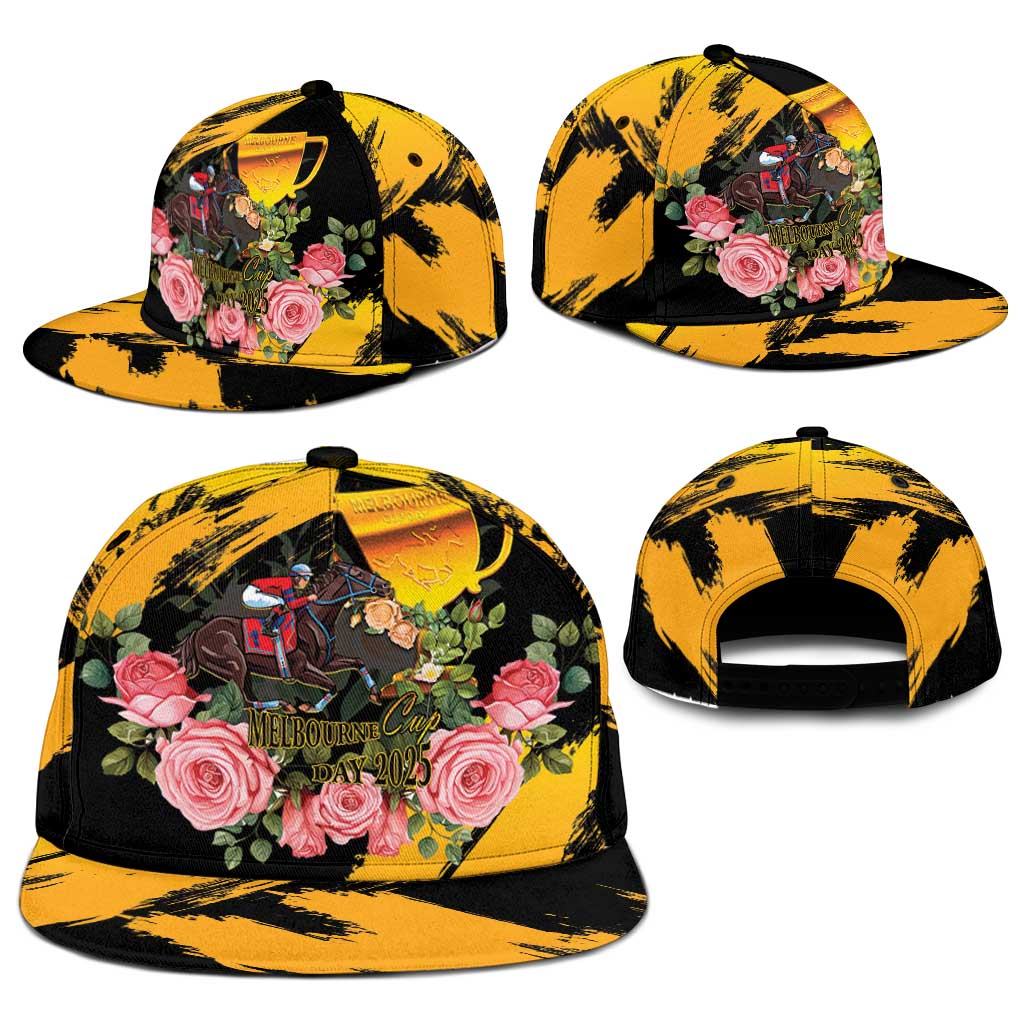 Australia Melbourne Cup Day Snapback Cap Horse Racing Trophy With Roses - Aussie Hoodie