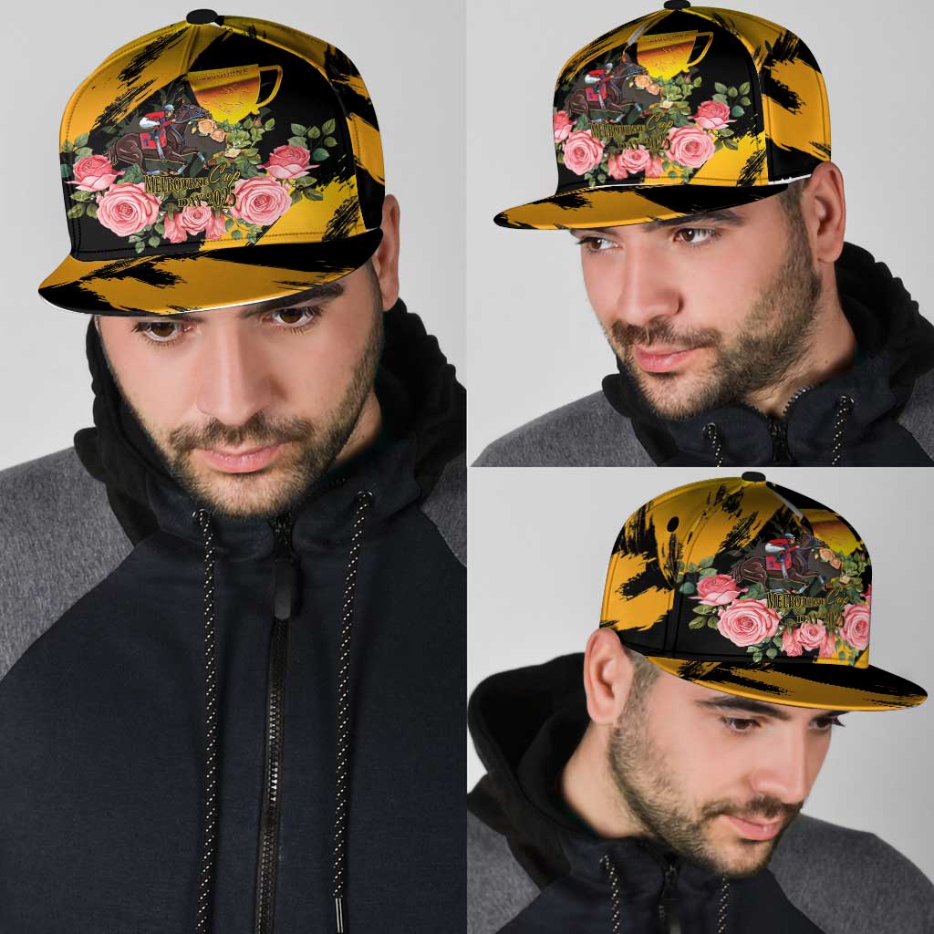 Australia Melbourne Cup Day Snapback Cap Horse Racing Trophy With Roses - Aussie Hoodie