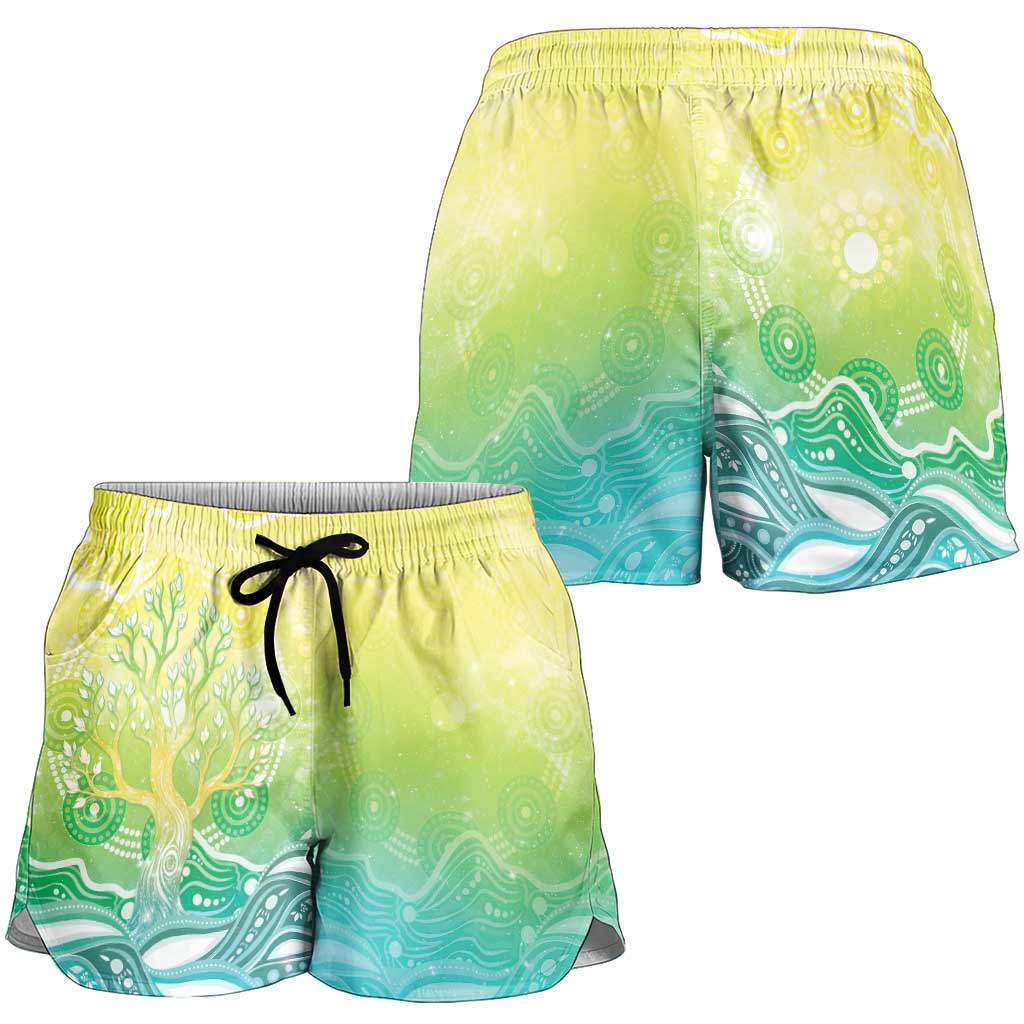 Australia NAIDOC Week Shorts for Women Eternal Spirit Tree Pastel Gradient
